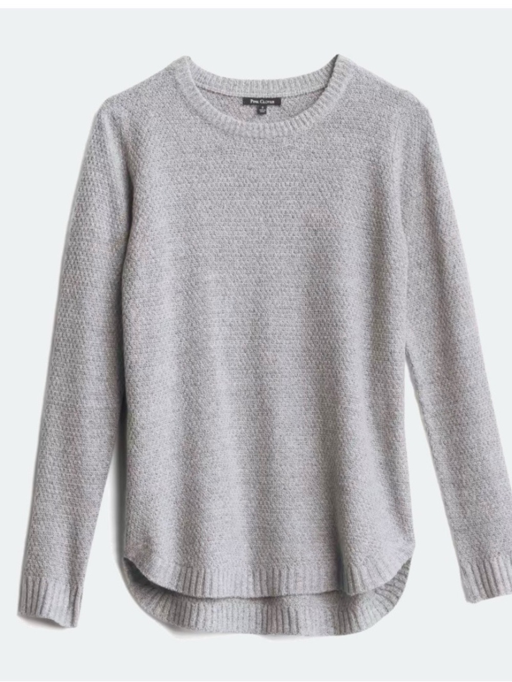 Pink Clover Textured Sweater in Light Gray